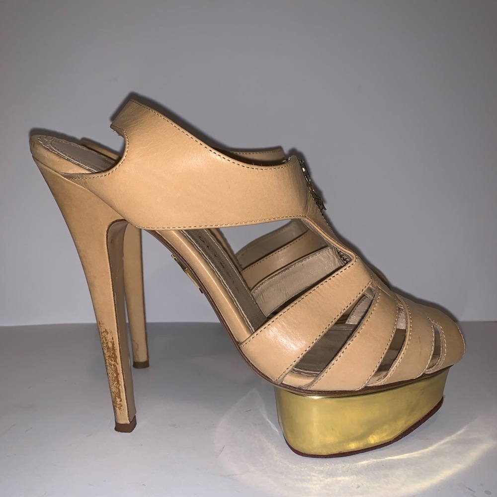 CHARLOTTE OLYMPIA NUDE PALTFORM HEEL PUMPS SZ 37.5
